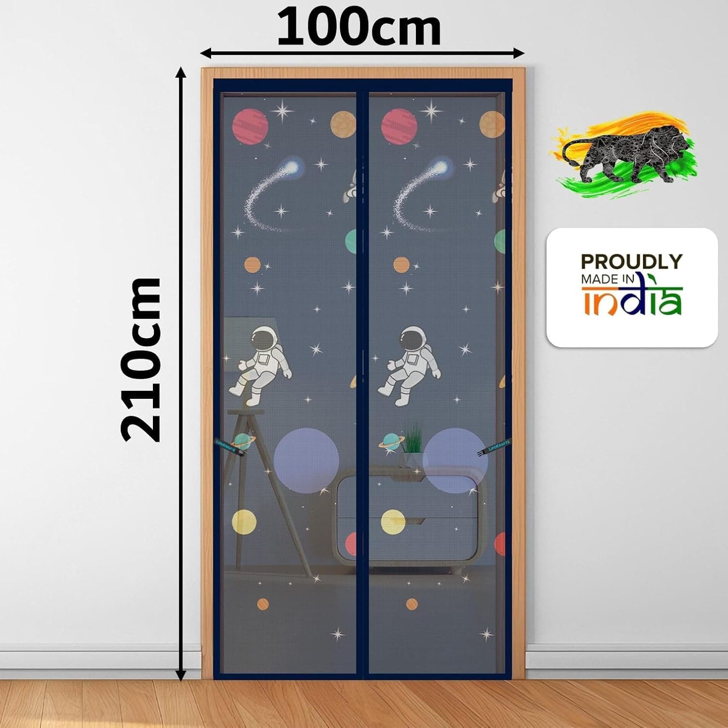 LifeKrafts space theme magnetic mosquito door net 210x100 cm